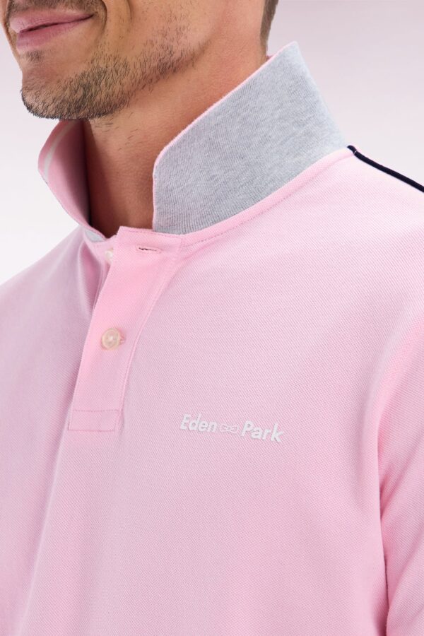 Eden Park Pink Polo with Shoulder Stripe E25MAIPC0037 - Image 5