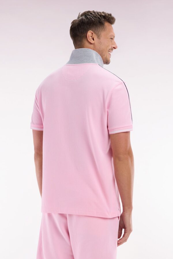 Eden Park Pink Polo with Shoulder Stripe E25MAIPC0037 - Image 4