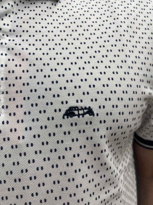 Dario Beltran White Polo with Navy Details & Collar - Image 2