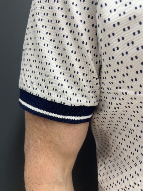 Dario Beltran White Polo with Navy Details & Collar - Image 3