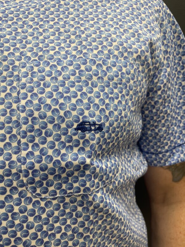 Dario Beltran Ituero - Blue Tennis Ball Pattern Short Sleeve Shirt - Image 2