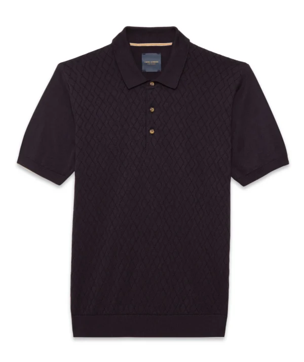Guide London Navy Geometric Knitted Polo