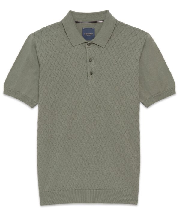 Guide London Green Geometric Knitted Polo