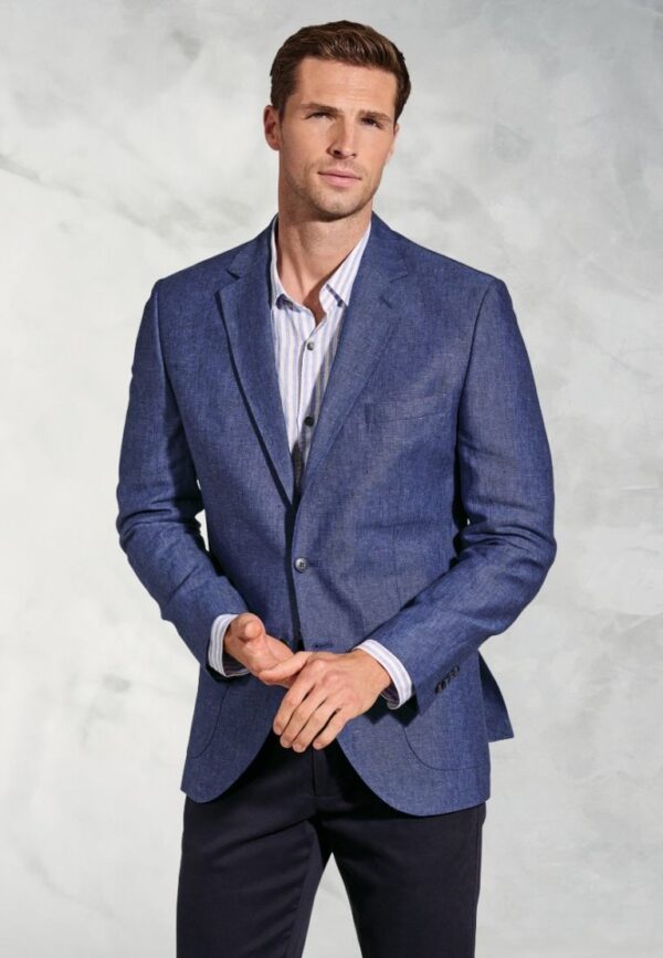 Brook Taverner Eastwood Linen Jacket in Blue