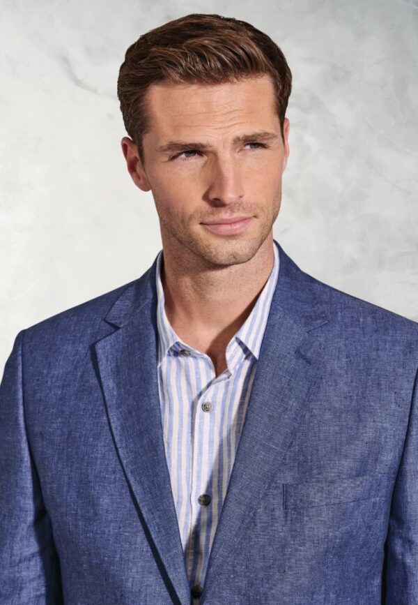 Brook Taverner Eastwood Linen Jacket in Blue - Image 3
