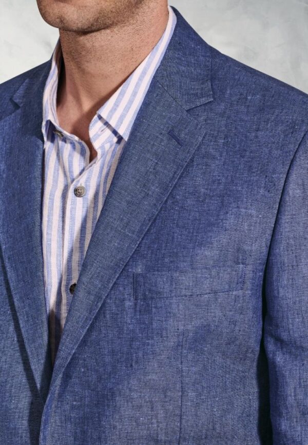 Brook Taverner Eastwood Linen Jacket in Blue - Image 4