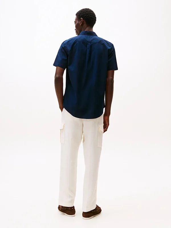 Tommy Hilfiger Flex Regular Poplin Shirt in Navy - Image 4