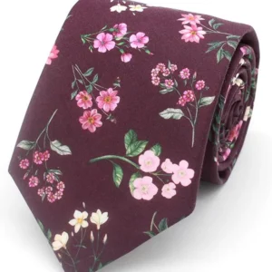 L.A Smith Plum with Pink Flowers Liberty Tie