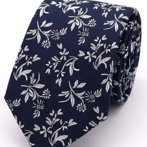 L.A Smith Classic Floral Black Silk Tie