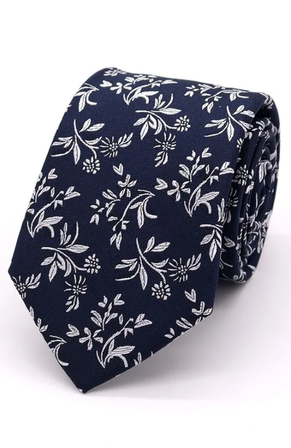 L.A Smith Classic Floral Black Silk Tie