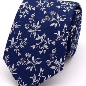 L.A Smith Classic Floral Navy Silk Tie
