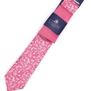 L.A. Smith Leaves Tie With Plain Hank Set - Dusky Pink