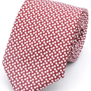 L.A. SmithDotty Printed Tie - Burgundy