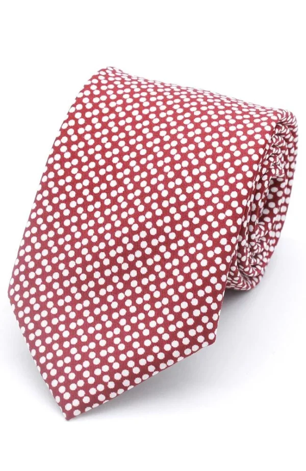 L.A. SmithDotty Printed Tie - Burgundy