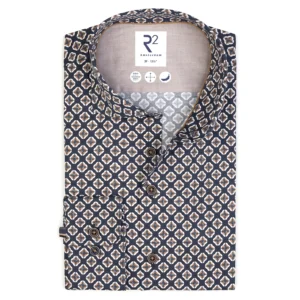 R2 Navy Printed Stretch Shirt