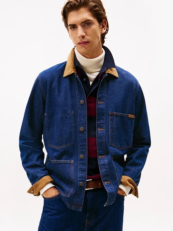 Tommy Hilfiger Corduroy Collar Denim Chore Jacket