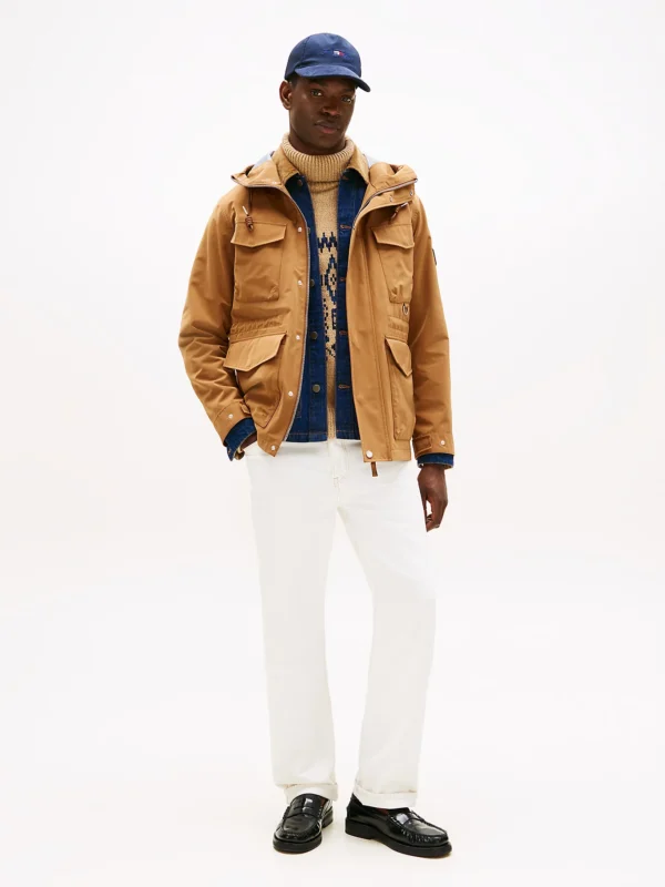 Tommy Hilfiger Camel Water Resistant Hooded Utility Coat - Image 3
