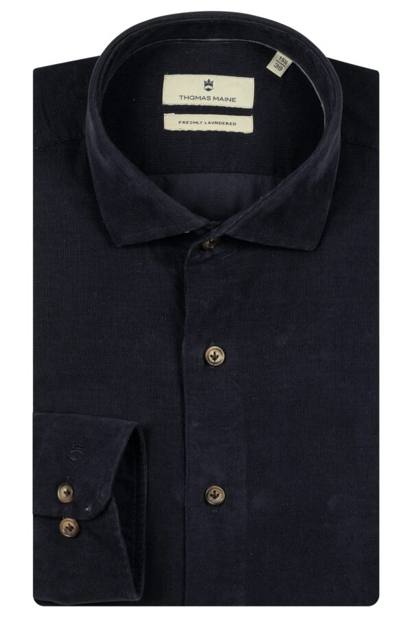Thomas Maine Navy Fine Corduroy Shirt