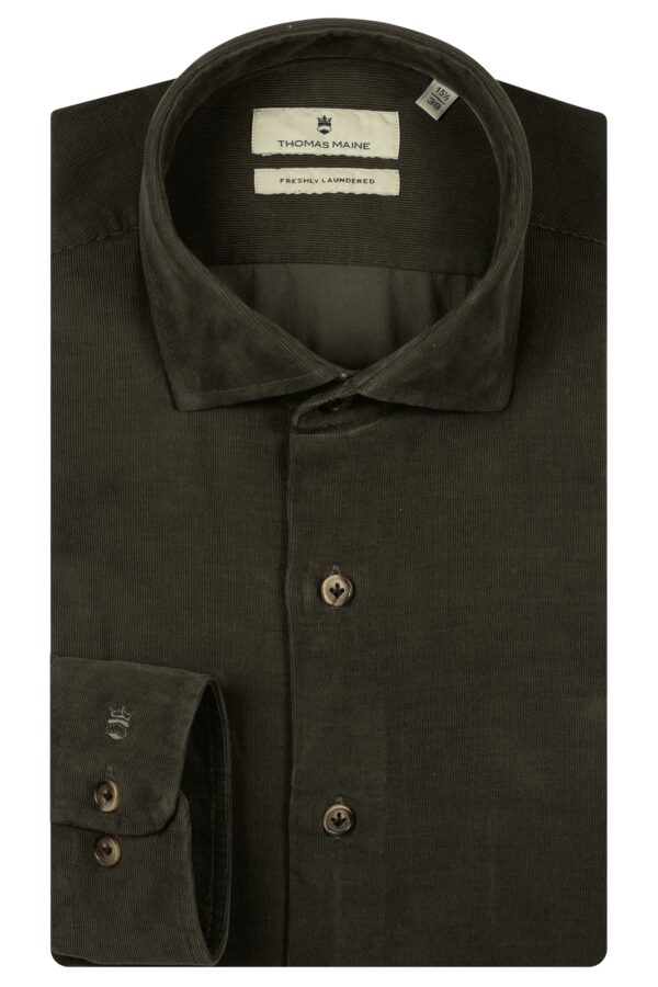 Thomas Maine Green Fine Corduroy Shirt