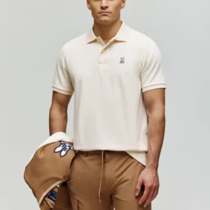 Psycho Bunny White Pique Polo