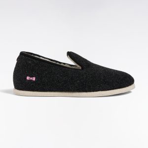Eden Park Dark Grey Felt and Sheep's Wool Slippers H25CHSCH0001
