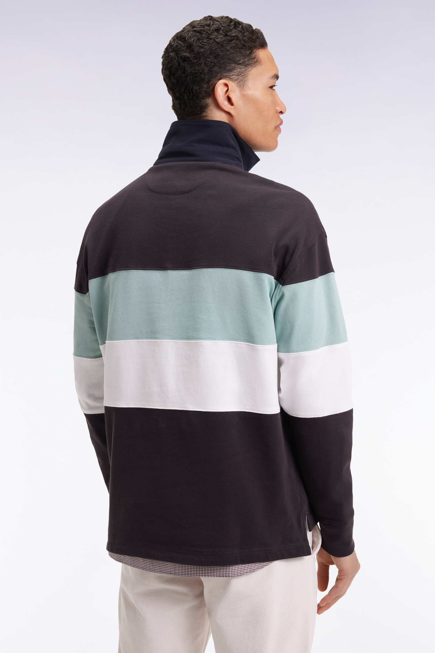 Eden Park Long Sleeved Jersey in Thick Black and Green Jersey with Vintage Embroidery - Image 4