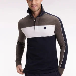 Eden Park Brown Long Sleeve Polo Shirt H25MAIPL0007