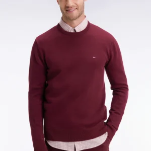 Eden Park Burgundy Thick Cotton Crew Neck Jumper H25MAIPU0007