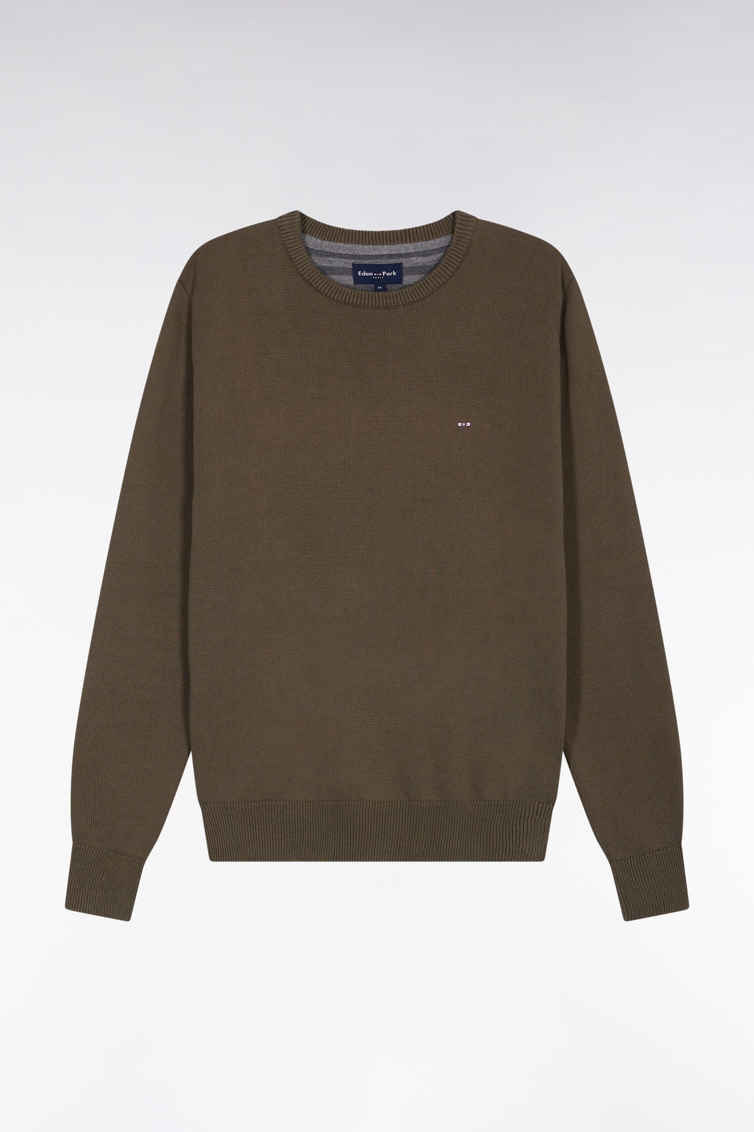 Eden Park Khaki Thick Cotton Crew Neck Jumper H25MAIPI0007 - Image 4