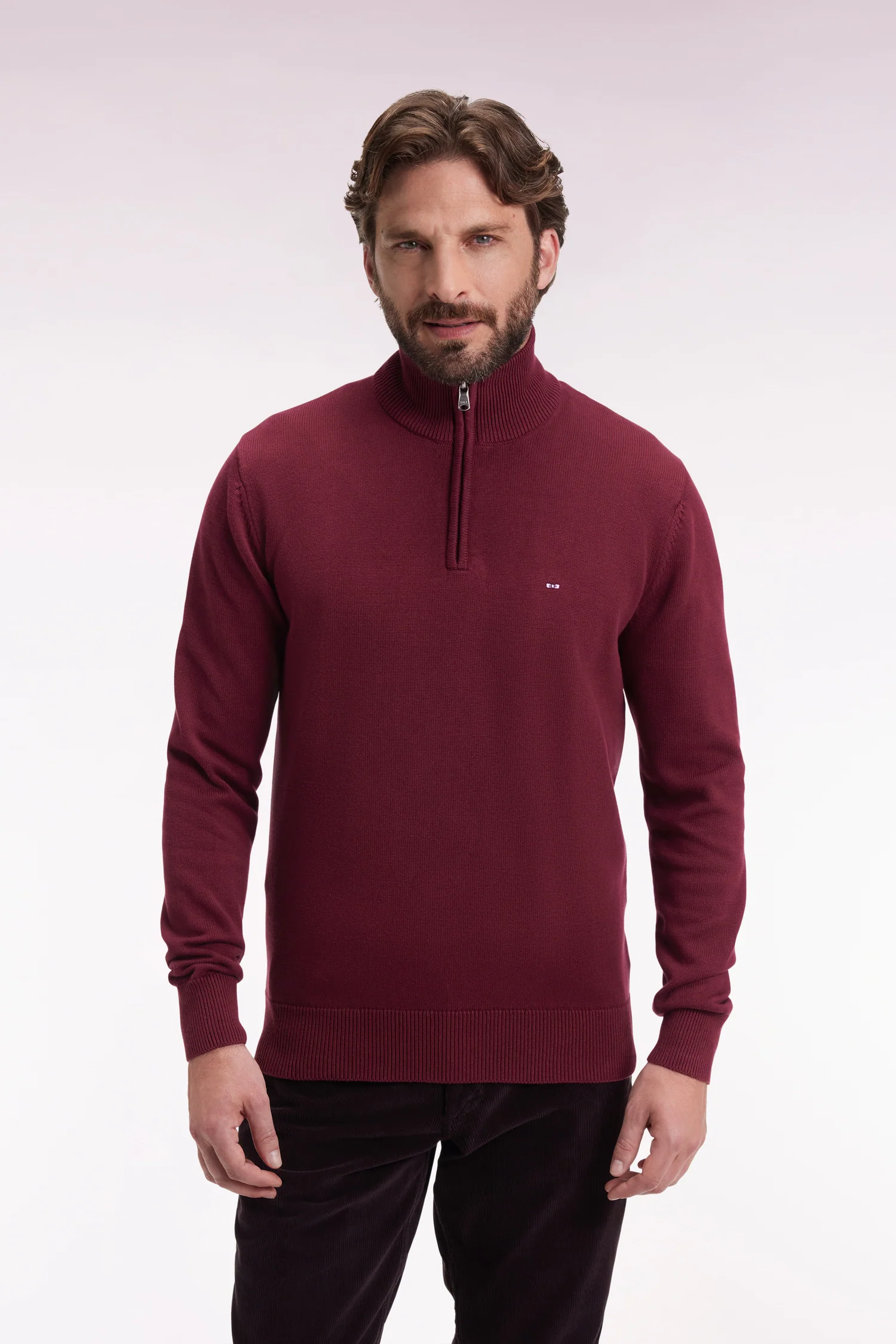 Eden Park Burgundy Cotton 1/4 Zip H25MAIPU0008