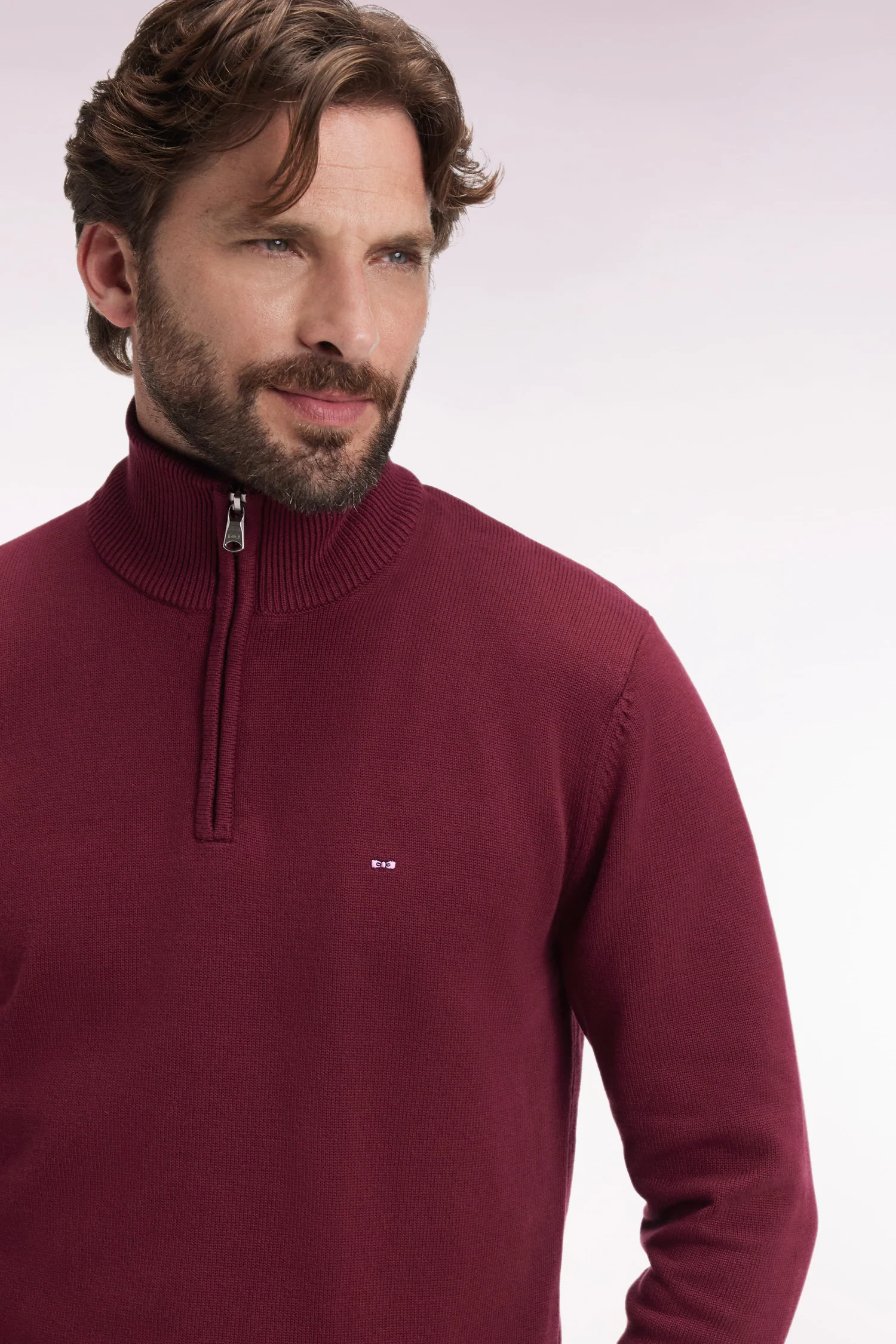Eden Park Burgundy Cotton 1/4 Zip H25MAIPU0008 - Image 2