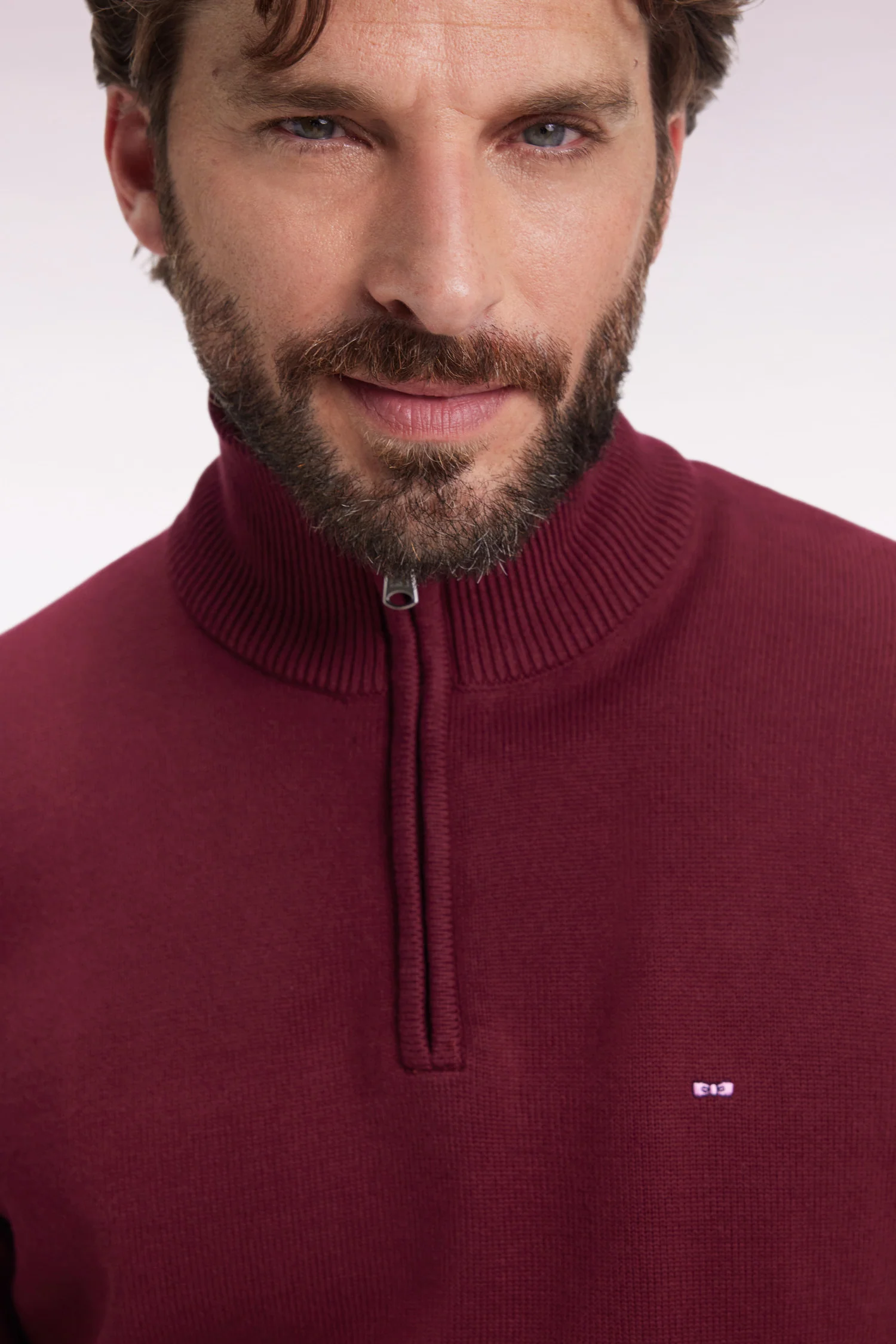 Eden Park Burgundy Cotton 1/4 Zip H25MAIPU0008 - Image 3