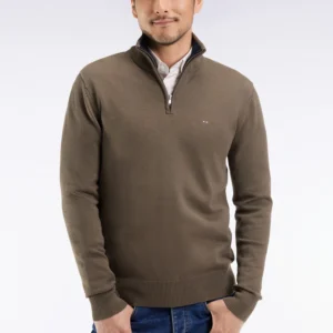 Eden Park Khaki Cotton 1/4 Zip H25MAIPU0008