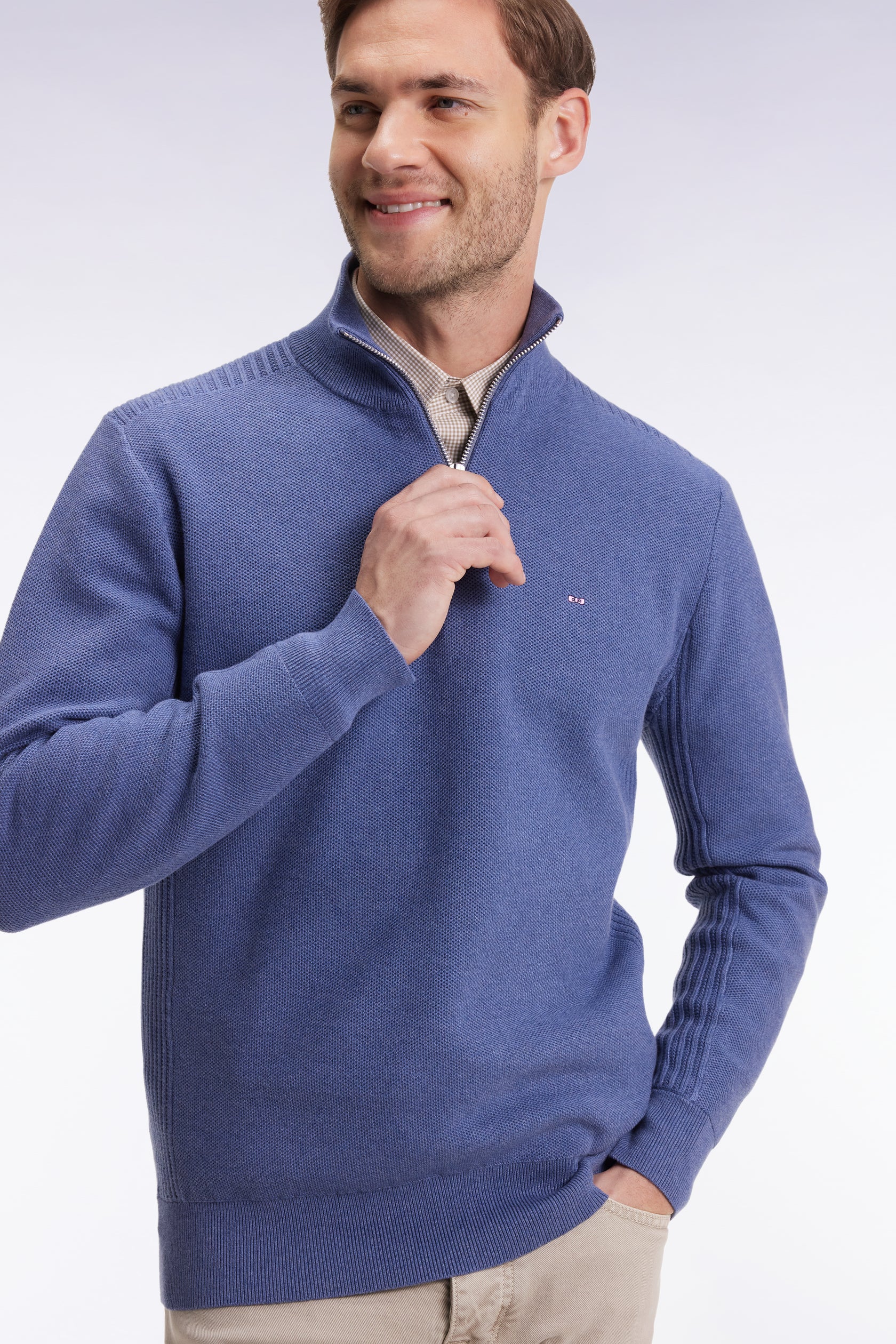 Eden Park Blue 1/4 Zip Jumper H25MAIPU0017 - Image 2