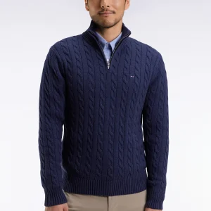 Eden Park Blue Cable Knit Jumper H25MAIPU0046