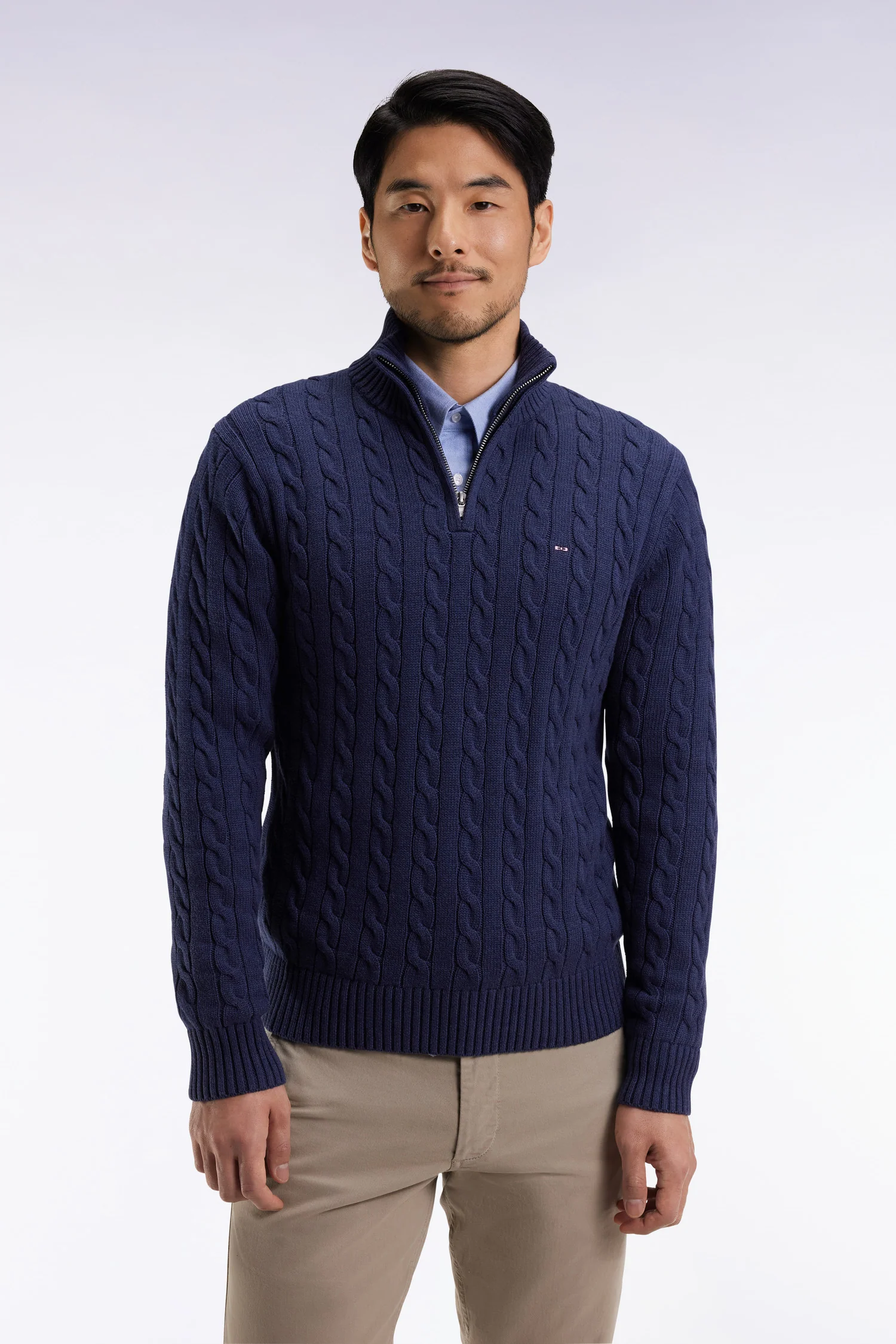 Eden Park Blue Cable Knit Jumper H25MAIPU0046