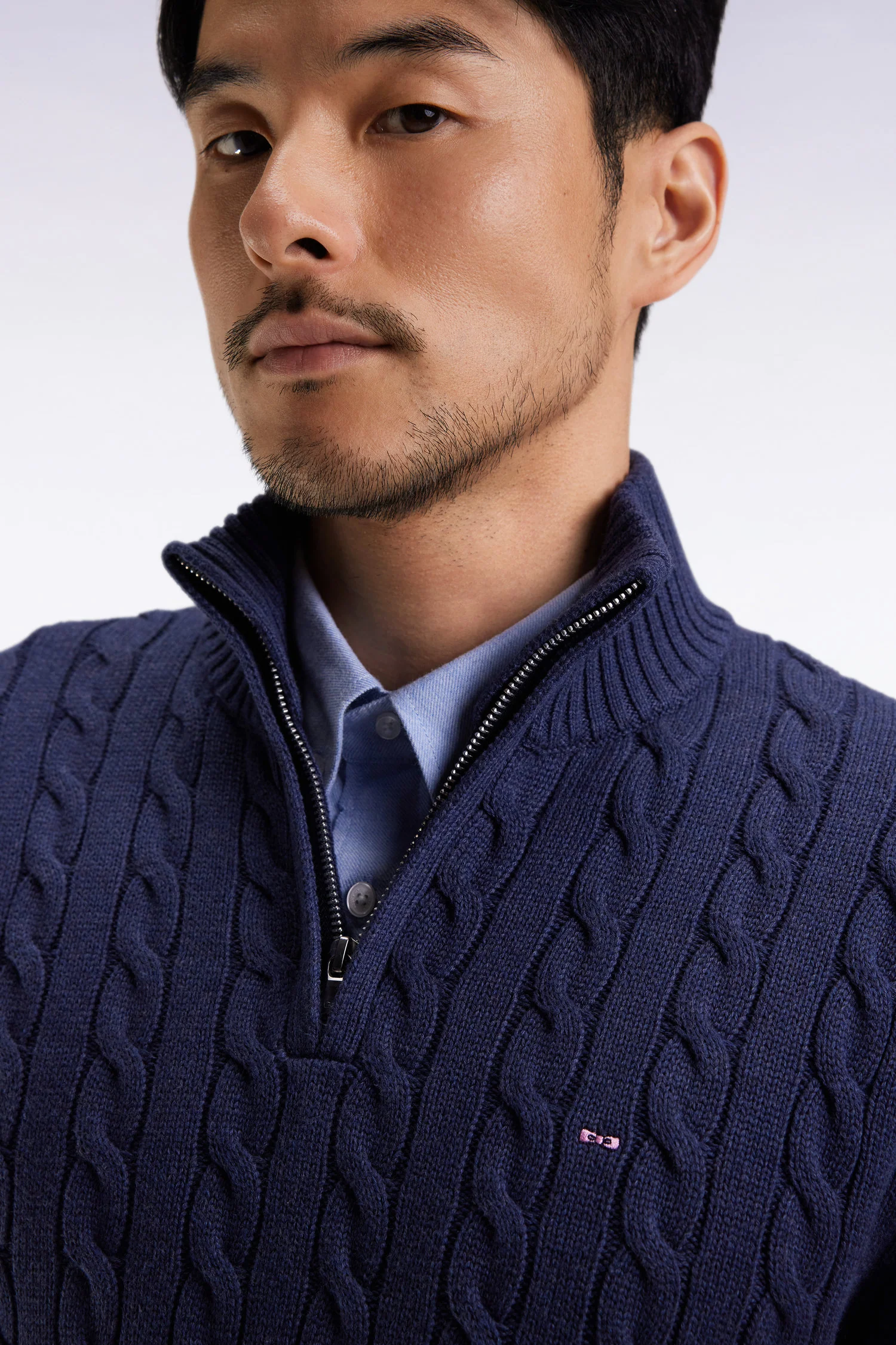 Eden Park Blue Cable Knit Jumper H25MAIPU0046 - Image 2