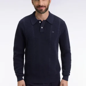 Eden Park Navy blue cotton polo neck sweater
