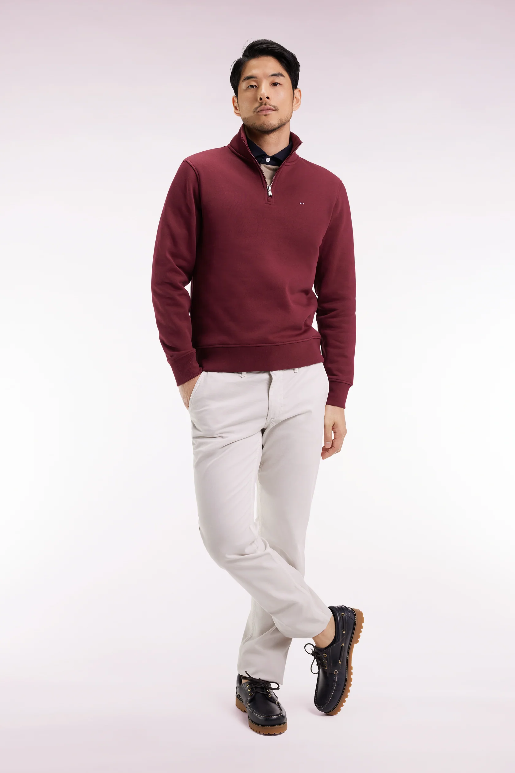 Eden Park Burgundy Fleece 1/4 Zip H25MAISW0016 - Image 2