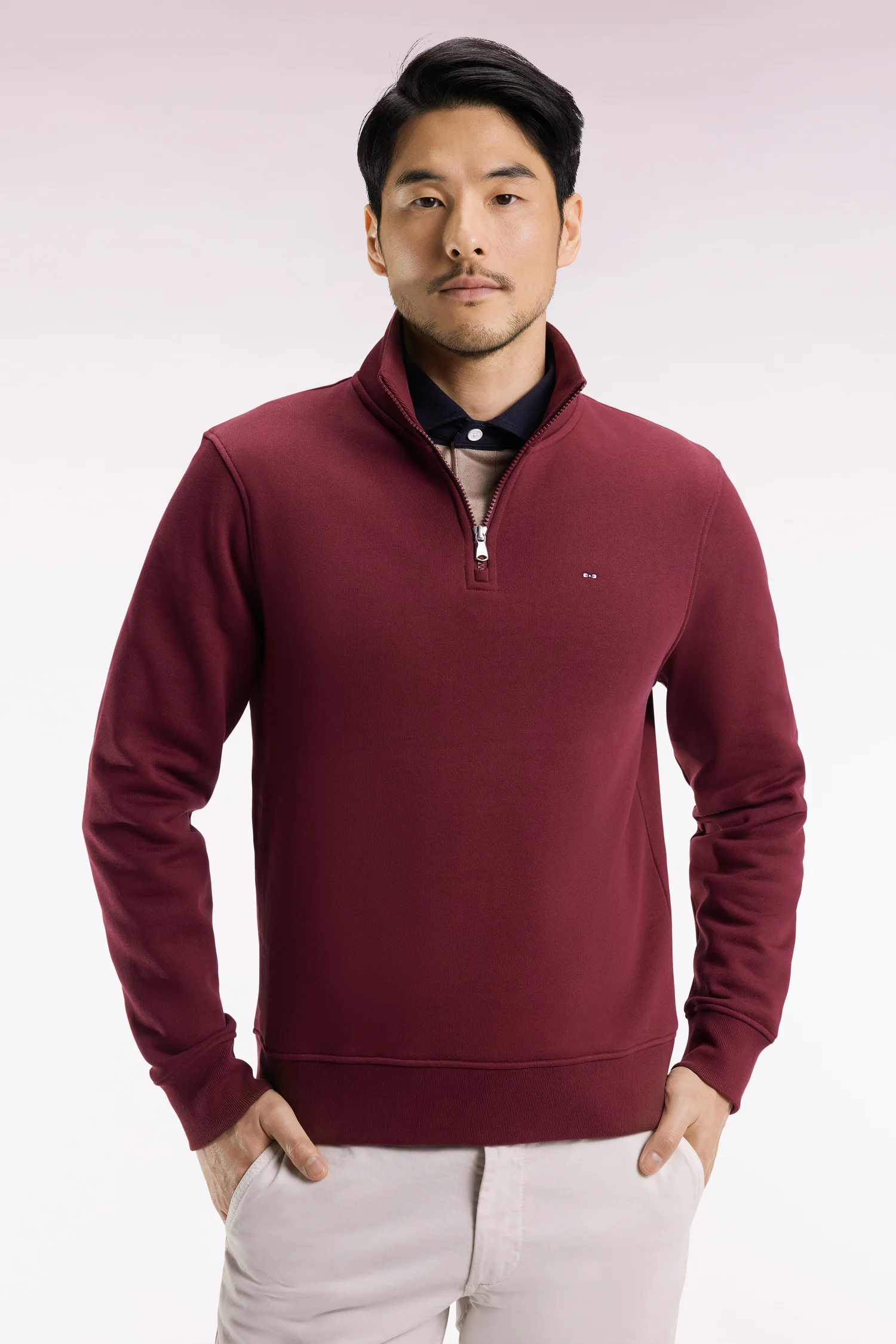Eden Park Burgundy Fleece 1/4 Zip H25MAISW0016