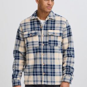 Blend Blue Check Fleeced Lined Overshirt
