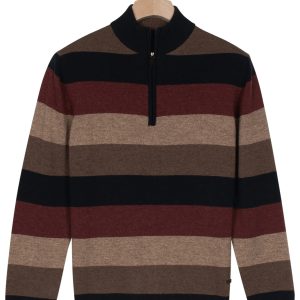 Baileys Deep Mauve Multi Stripe 1/4 Zip
