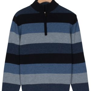 Baileys Navy Multi Stripe 1/4 Zip