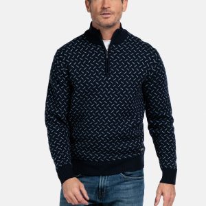 Baileys Navy with Abstract Pattern 1/4 Zip
