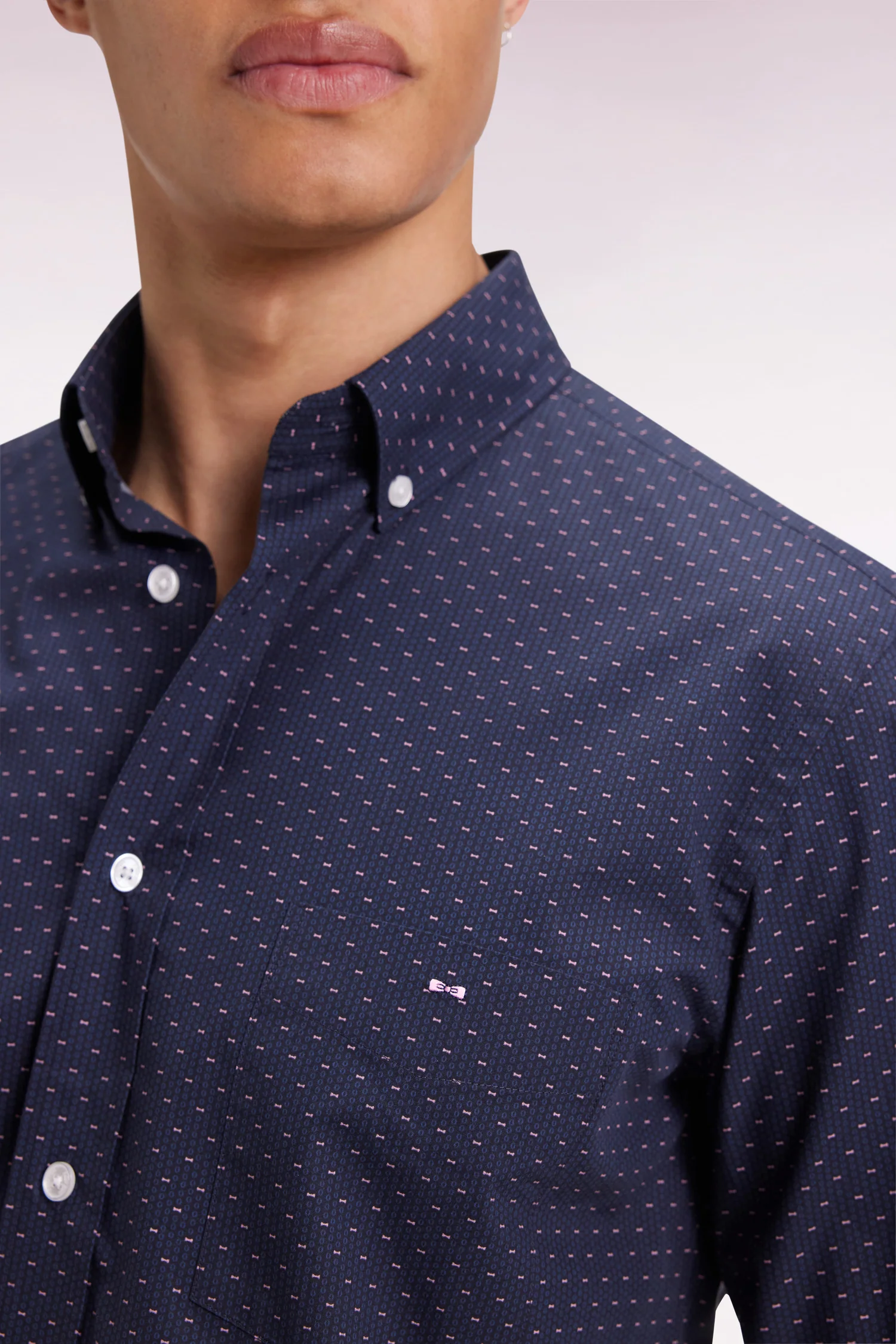 Eden Park Navy Shirt with Pink Bow Ties H25CHECL0018 - Image 3