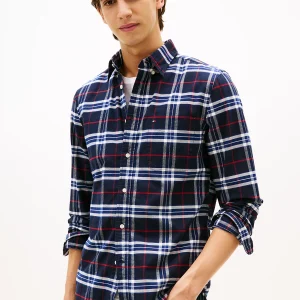 Tommy Hilfiger Navy Check Brushed Cotton Oxford shirt MW0MW408940MU