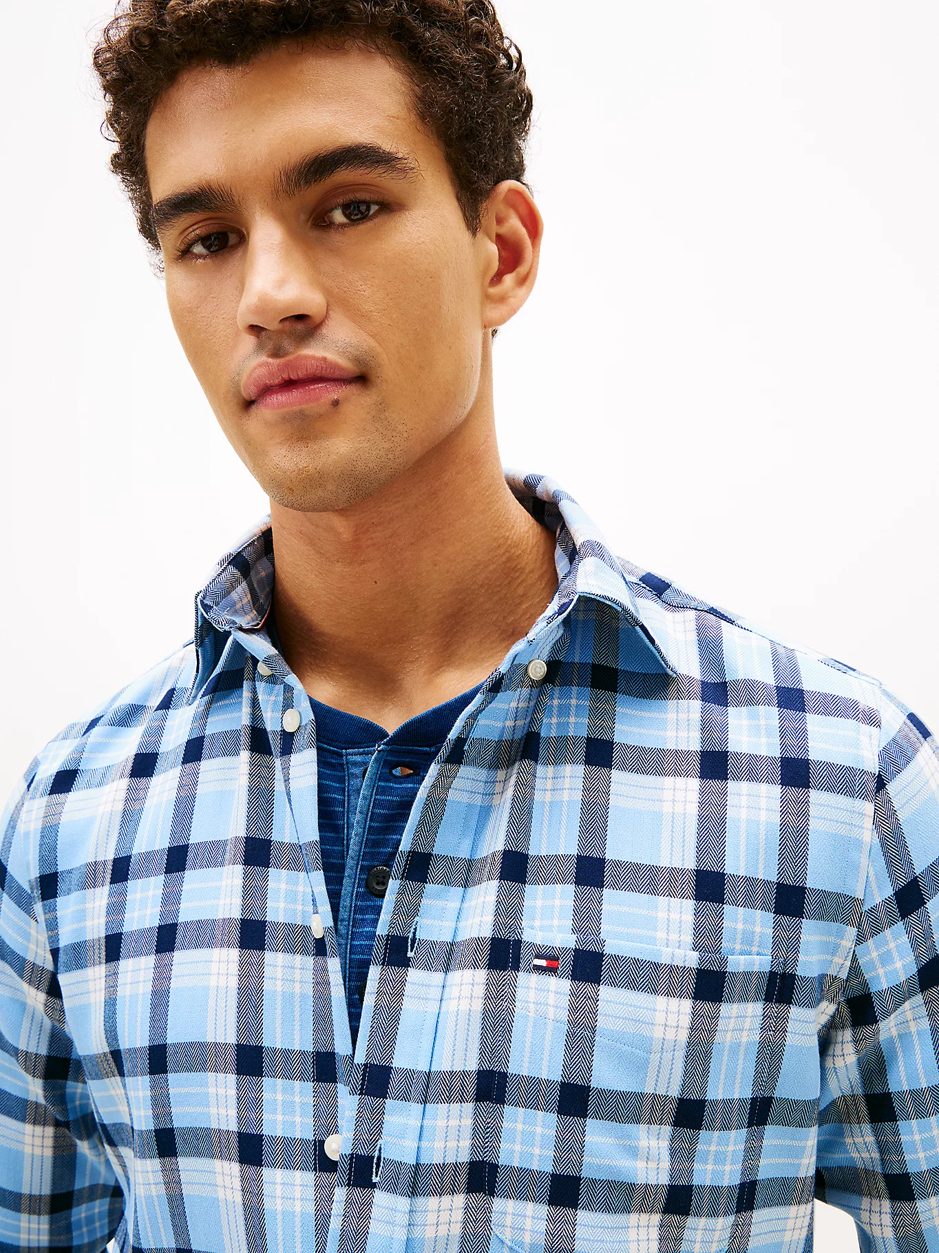 Tommy Hilfiger Blue Check Twill Shirt MW0MW414220MS - Image 2