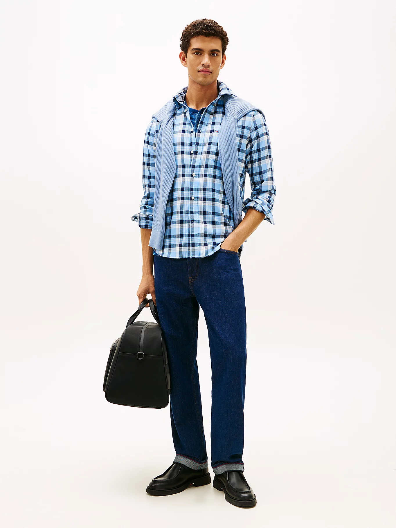 Tommy Hilfiger Blue Check Twill Shirt MW0MW414220MS - Image 3