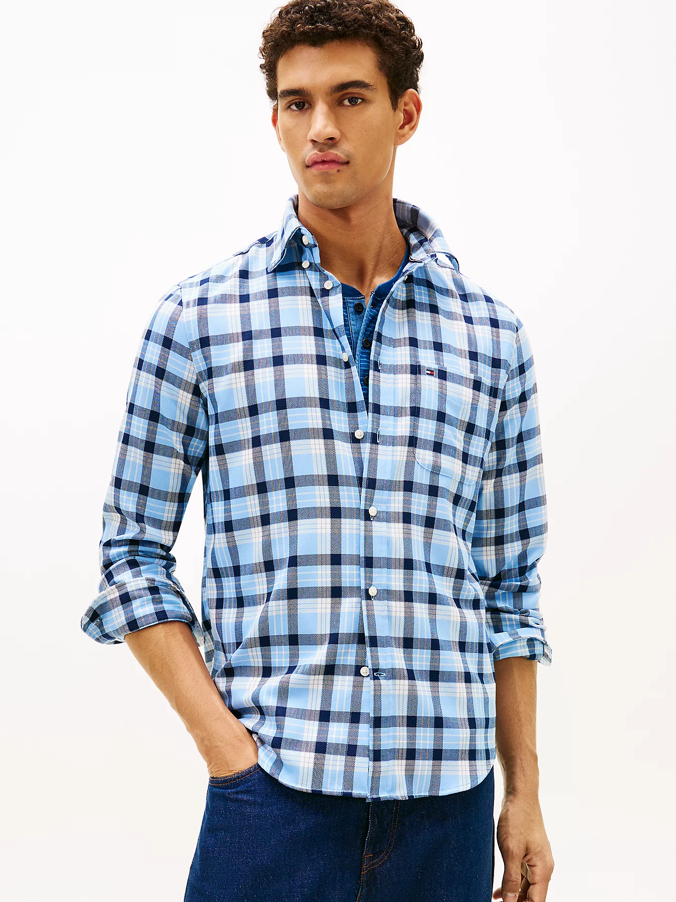 Tommy Hilfiger Blue Check Twill Shirt MW0MW414220MS