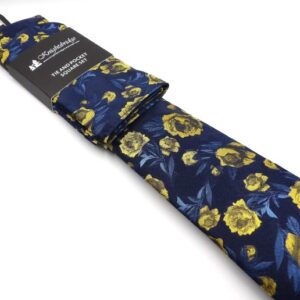 Knightsbridge Navy & Yellow Tie & Hankie Set